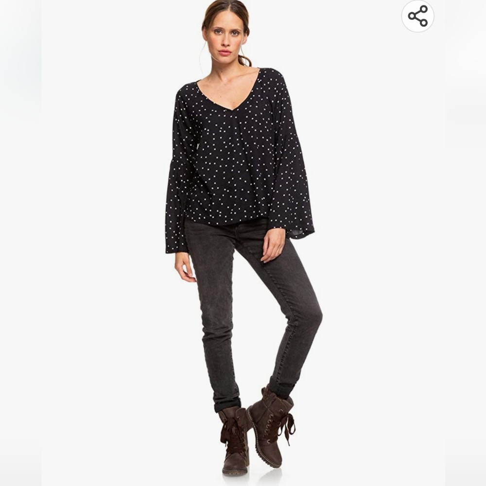 **Roxy** Polka Dot Bell Sleeve Top